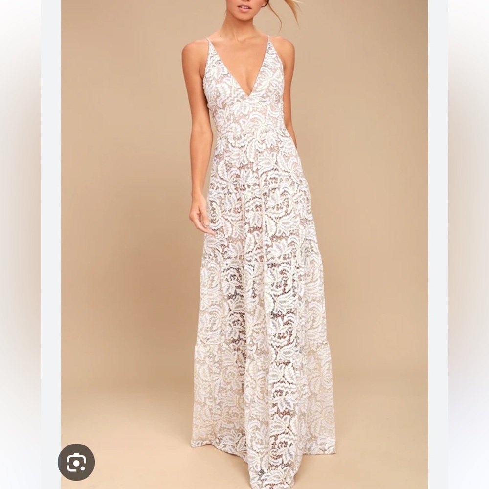 Dress the Population White Lace Maxi Dress
